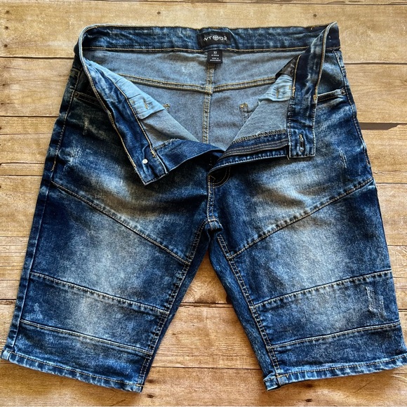 WT02 Southpole Mens Blue Acid Wash Moto Denim Shorts Size 32 RN 82628 - Picture 2 of 10